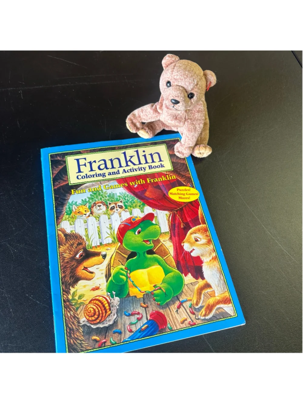 Y2K Franklin Activity Book + Ty Pecan Bear Plush 2000s Nostalgia Bundle